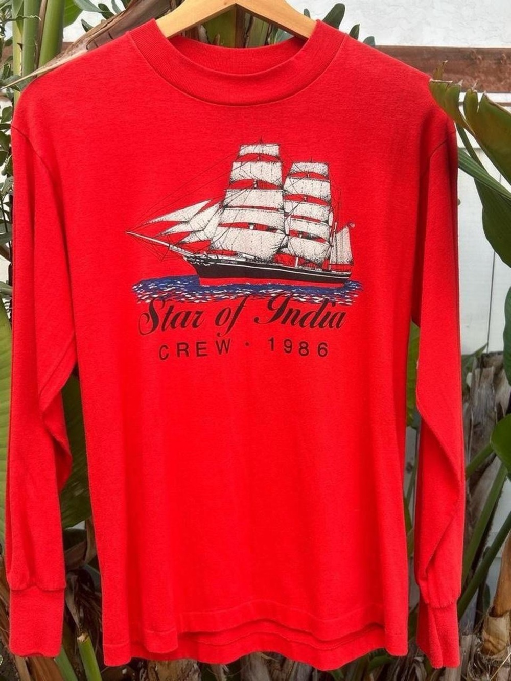 Vintage 1986 Star of India Crew Ship Long Sleeve T Shirt Hef-T USA Size M